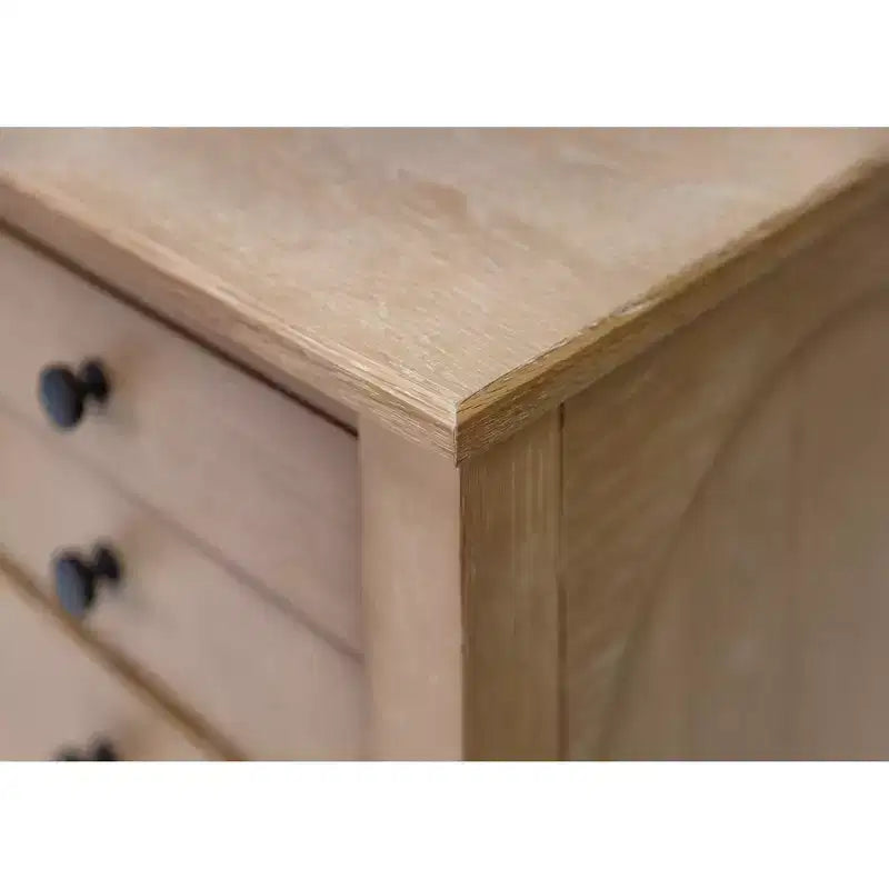 Modern Wood Credenza and Hutch – Light Brown, Wire Brushed Arched Panels