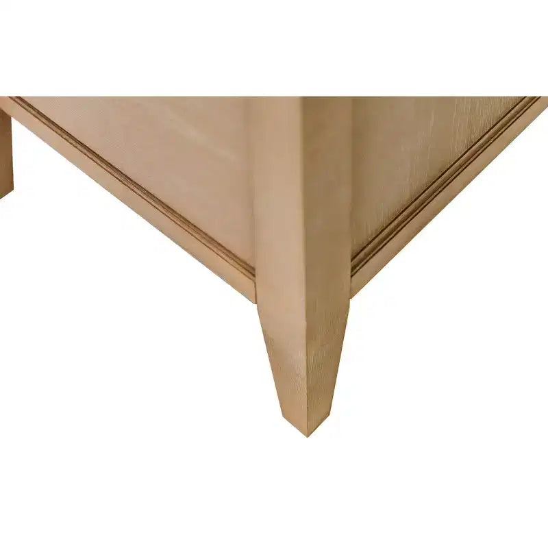 Modern Wood Credenza and Hutch – Light Brown, Wire Brushed Arched Panels
