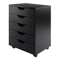 Halifax 5 Drawer Cabinet with Casters Black - Winsome