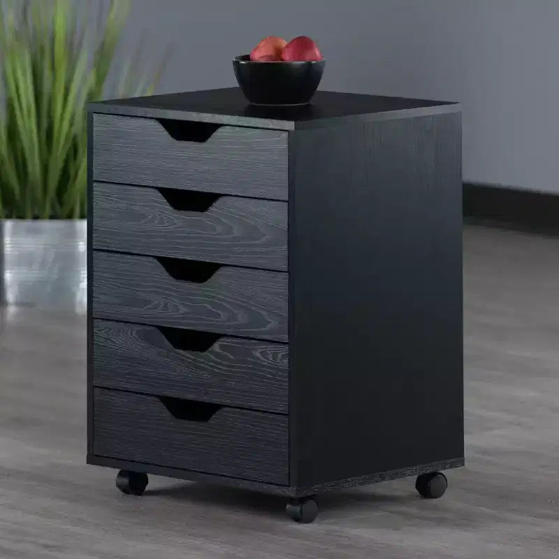 Armoire 5 tiroirs Halifax avec roulettes noire - Winsome