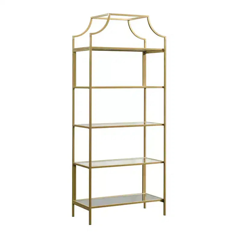 71" International Luxury Bookshelf Satin Gold Finish - Sauder