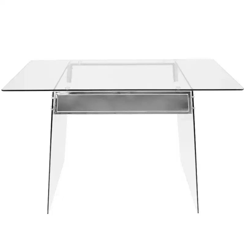 Bureau contemporain Glacier en verre transparent/chrome - LumiSource