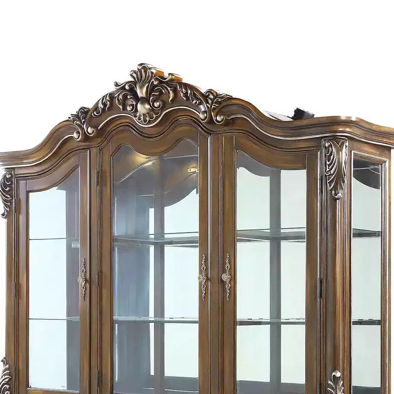 Meuble de Rangement Décoratif Latisha 76" Chêne Antique - Acme Furniture : Pas d'Assemblage, Verre Trempé, 5 Tiroirs