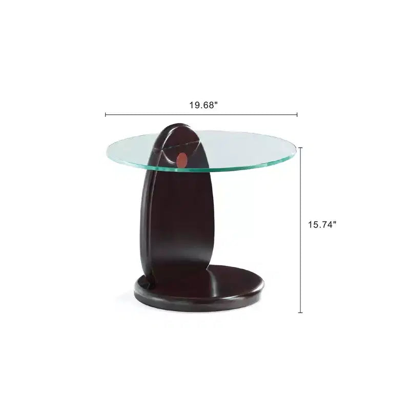 Table d'appoint Manhattan Comfort Artesia avec plateau en verre trempé, noyer foncé