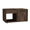 Siena Coffee Table Dark Walnut: With Drawer, Lower Shelf, Modern Ergonomic Design