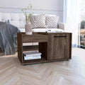 Table basse noyer foncé : Avec tiroir, étagère inférieure, design ergonomique moderne