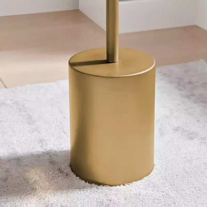 Danya B. Fritz Table d'appoint piédestal Mid-Century Modern avec plateau en marbre blanc/or