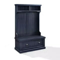 Crosley Seaside Hall Tree Distressed Navy: Coastal Entryway Furniture with Storage Hooks, Hardwood Frame