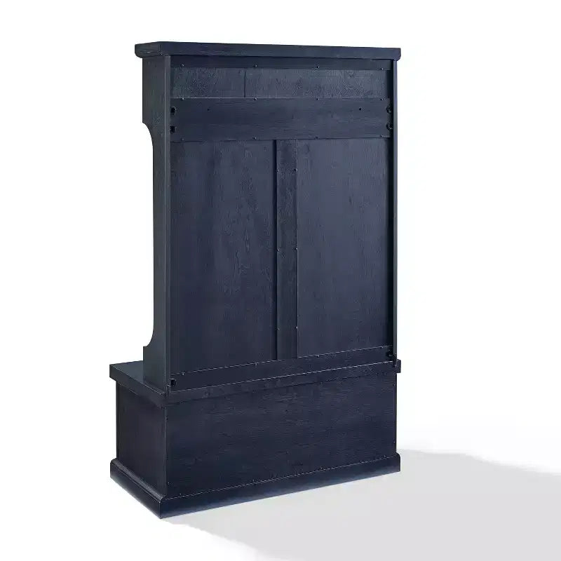 Crosley Seaside Hall Tree Marine vieilli : Meuble d'entrée côtier avec patères de rangement, cadre en bois dur