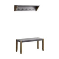 40" Davenport Coat Hook with Shelf and Faux Concrete Bench Set Light Amber - Alaterre Furniture: Rustic Industrial Entryway Storage