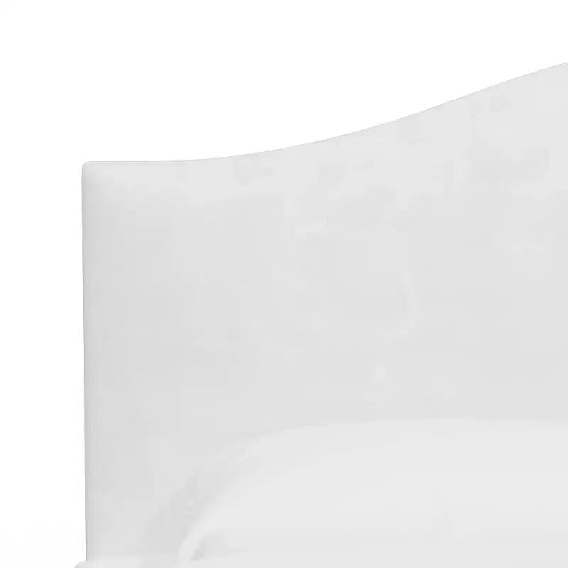 Lit incurvé Janeth en velours blanc de Skyline Furniture – Grand : design élégant en dos d'âne, cadre en pin, remplissage en fibres de polyester