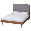 Baxton Studio King Garron Fabric and Wood Platform Bed Gray/Walnut Brown