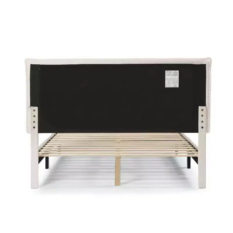 24/7 Shop At Home Lit plateforme avec tête de lit capitonnée Queen Heartwild Modern Boucle : Finition lisse et cadre en bois