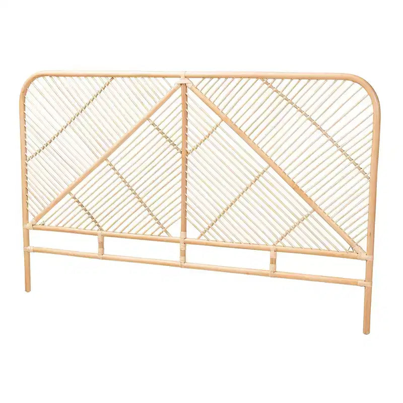 approx. 152 × 203 cm mattress size Walid Rattan Standalone Headboard Natural Brown: No Assembly, Spot Clean, Freestanding Design