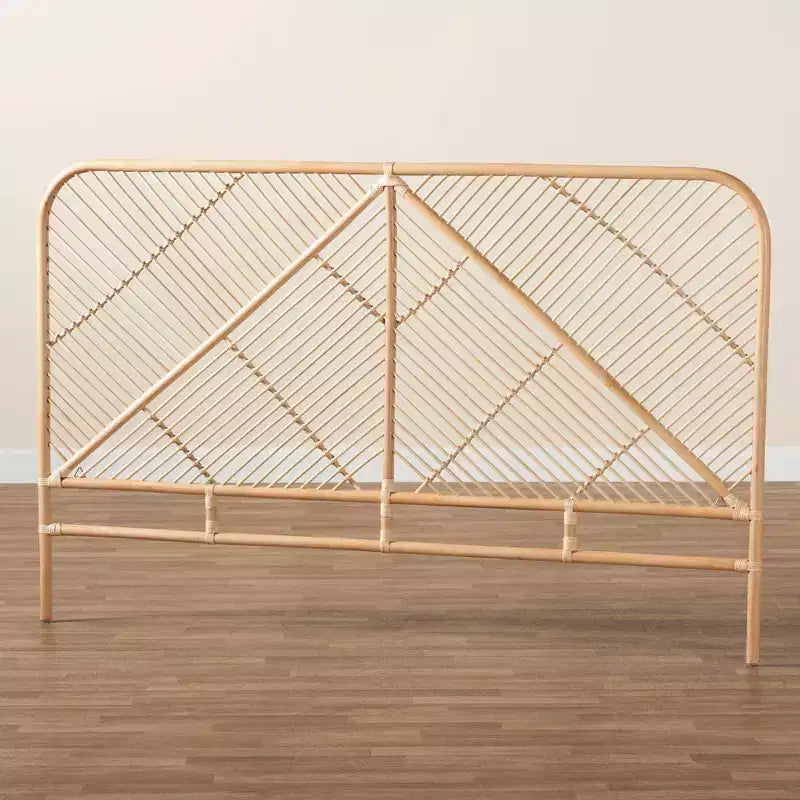 Natural Brown Freestanding Rattan Headboard for an Approx. 152 × 203 cm Mattress