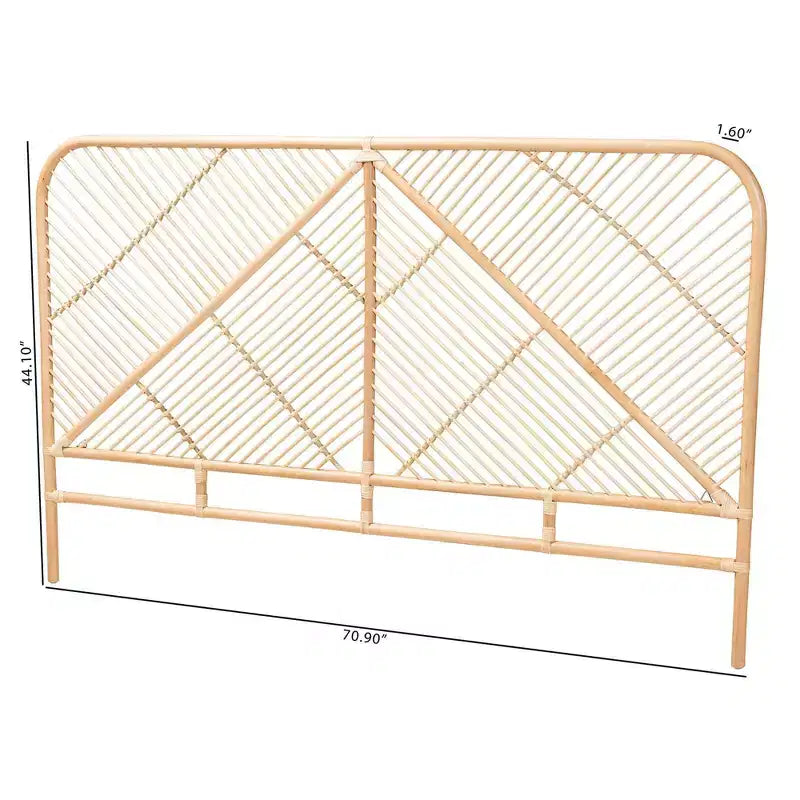 Natural Brown Freestanding Rattan Headboard for an Approx. 152 × 203 cm Mattress