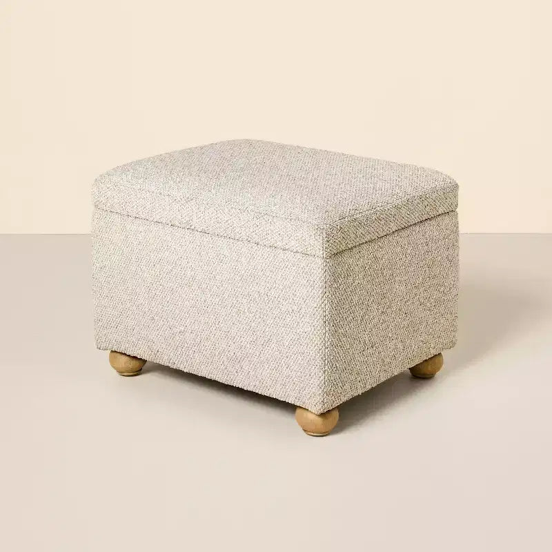 Upholstered Storage Ottoman Natural/Brown