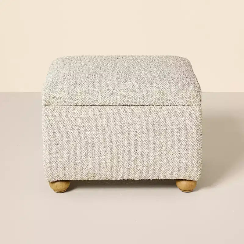 Upholstered Storage Ottoman Natural/Brown