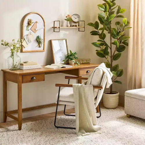 Bureau rectangulaire à 2 tiroirs - Chêne brun - Hearth & Hand™ avec Magnolia