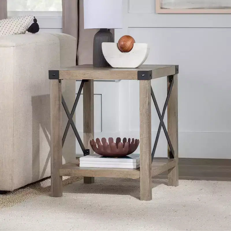 Table d'appoint Sophie style industriel rustique en X - Saracina Home
