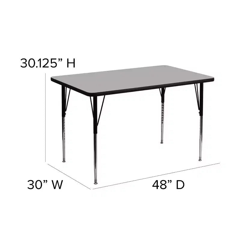 Flash Furniture Table d'activité rectangulaire en stratifié thermique de 30'' L x 48'' P - Pieds réglables en hauteur standard