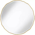 Noble Park Lissa Round Vanity Decorative Wall Mirror Modern Beveled Edge Gold Waved Wood Frame31 1/2 Wide for Bathroom Bedroom Living Room Home House
