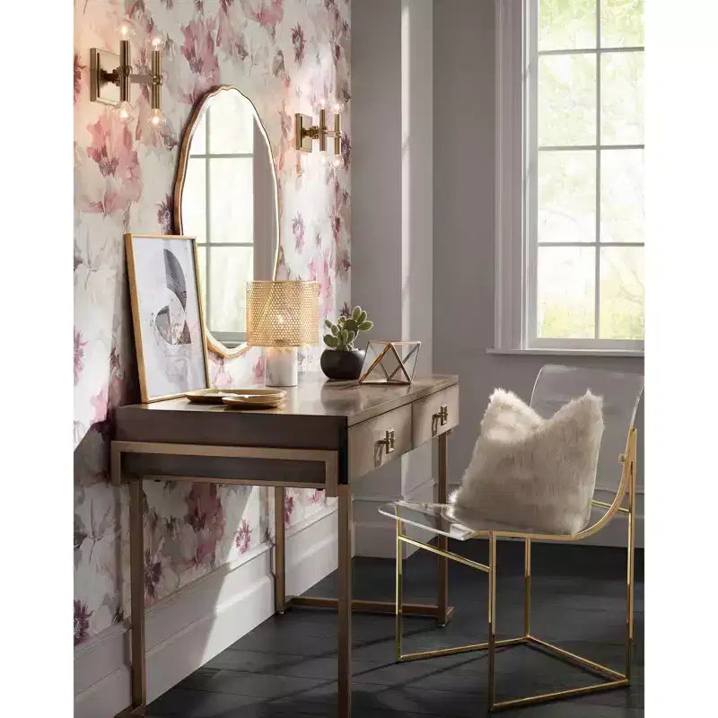 Noble Park Lissa Miroir mural décoratif rond avec bord biseauté moderne Cadre en bois doré ondulé de 80 cm de large pour salle de bain, chambre, salon, maison