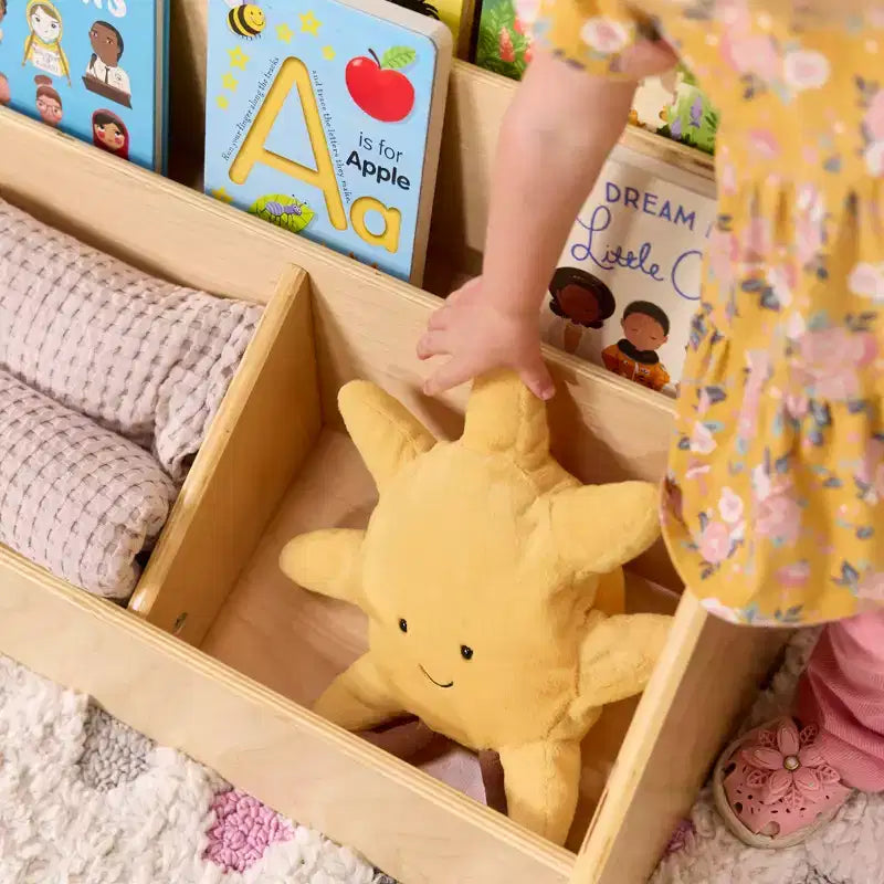 ECR4Kids Présentoir à livres à 5 compartiments facile d'accès avec rangement, Meuble pour enfant, Naturel