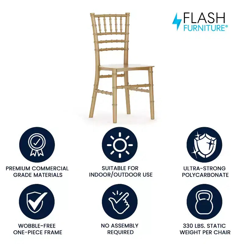 Chaise Chiavari Flash Furniture en résine pour enfant, pour fêtes et événements, usage commercial et résidentiel