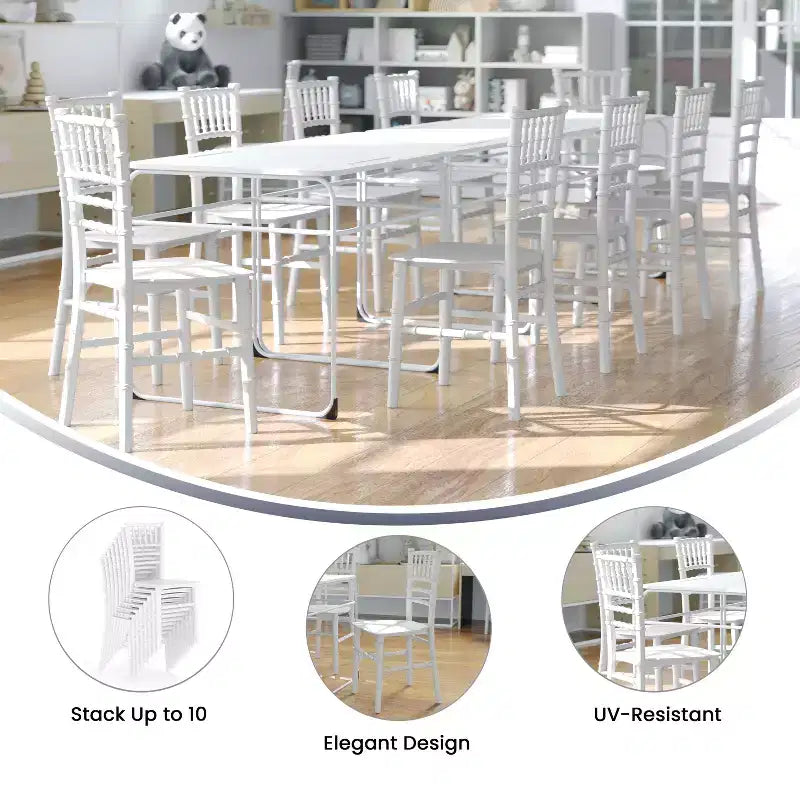 Chaise Chiavari Flash Furniture en résine pour enfant, pour fêtes et événements, usage commercial et résidentiel
