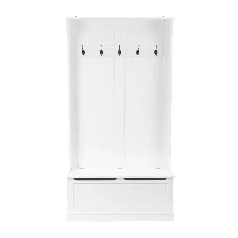 White MDF Hall Tree with Storage Bench