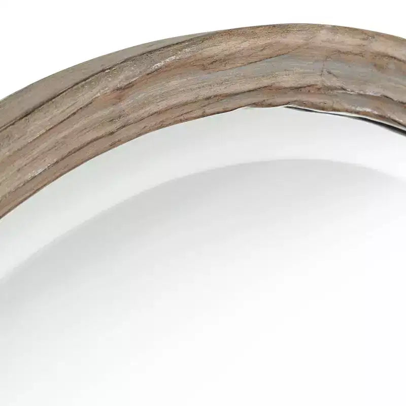 86.4 cm Round Wall Mirror with Faux Wood Finish