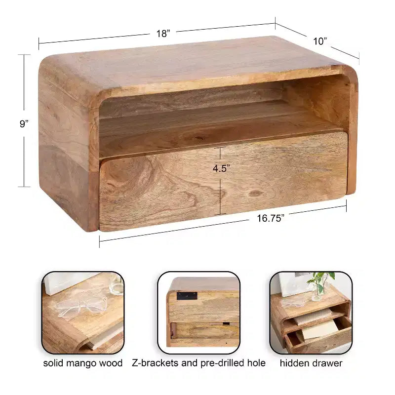 Floating Side Table with Drawer