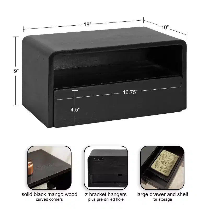 Floating Side Table with Drawer
