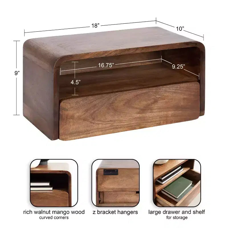 Floating Side Table with Drawer