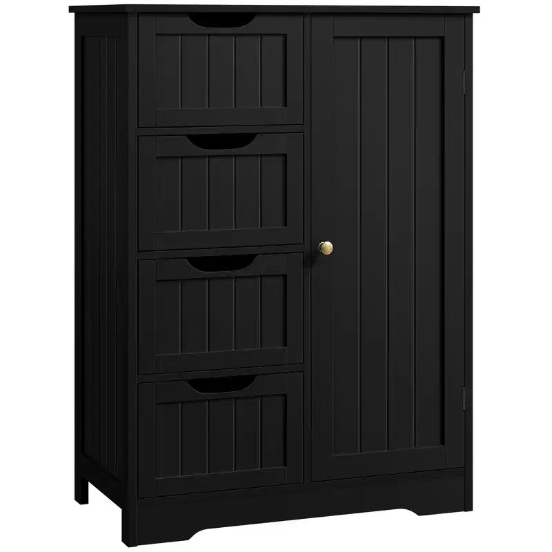 Wooden Bathroom Floor Cabinet with 4 Drawers and 1 Cupboard