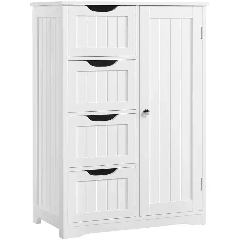 Wooden Bathroom Floor Cabinet with 4 Drawers and 1 Cupboard