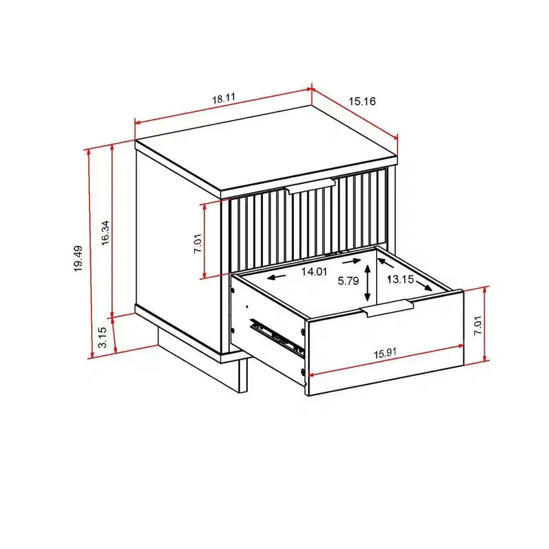 Granville Modern 2 Drawer Nightstand
