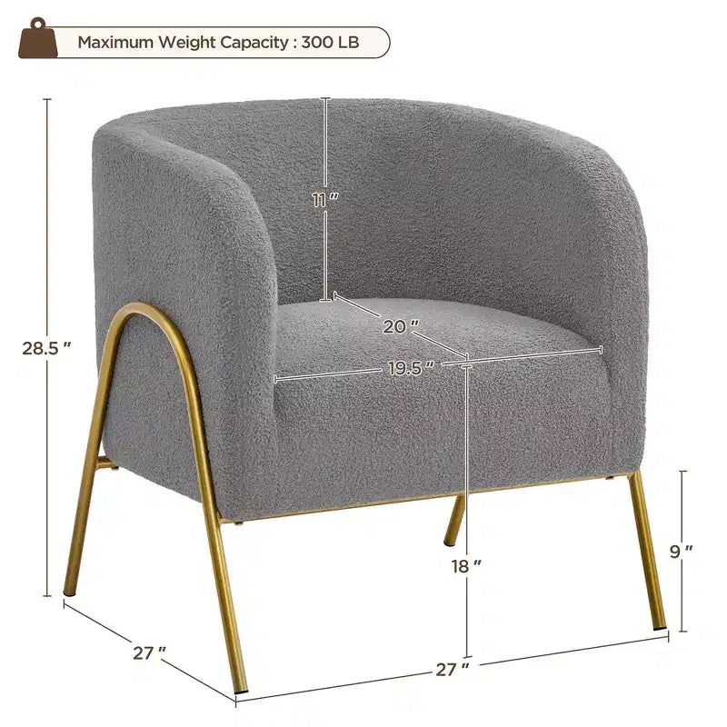 Fauteuil d'appoint "Barrel" en bouclette blanche, 1 place