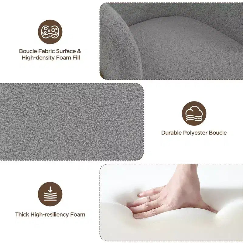 Fauteuil d'appoint "Barrel" en bouclette blanche, 1 place