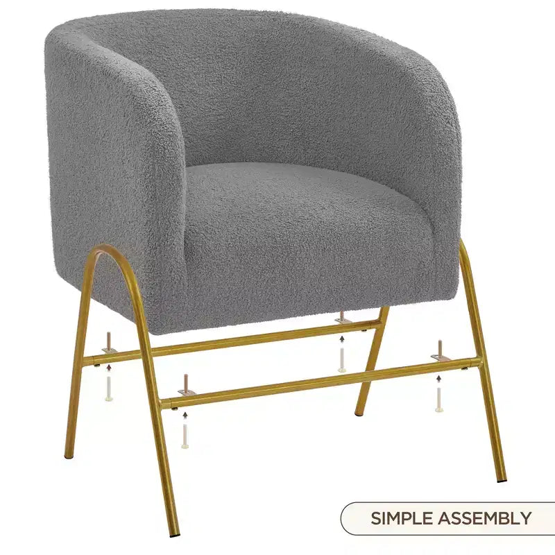 Fauteuil d'appoint "Barrel" en bouclette blanche, 1 place