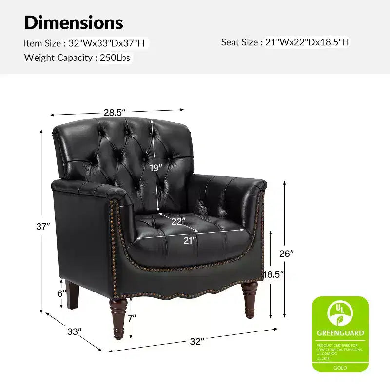Lot de 2 fauteuils Enrique en cuir véritable avec dossier capitonné | ART OF LIVING DESIGNS