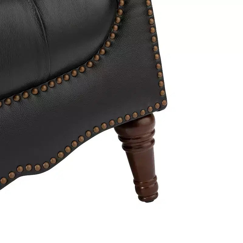Lot de 2 fauteuils Enrique en cuir véritable avec dossier capitonné | ART OF LIVING DESIGNS