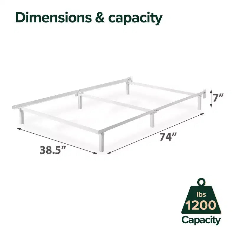 17.8 cm High White Metal Bed Frame, Overall Approx. 97.8 × 188.0 cm