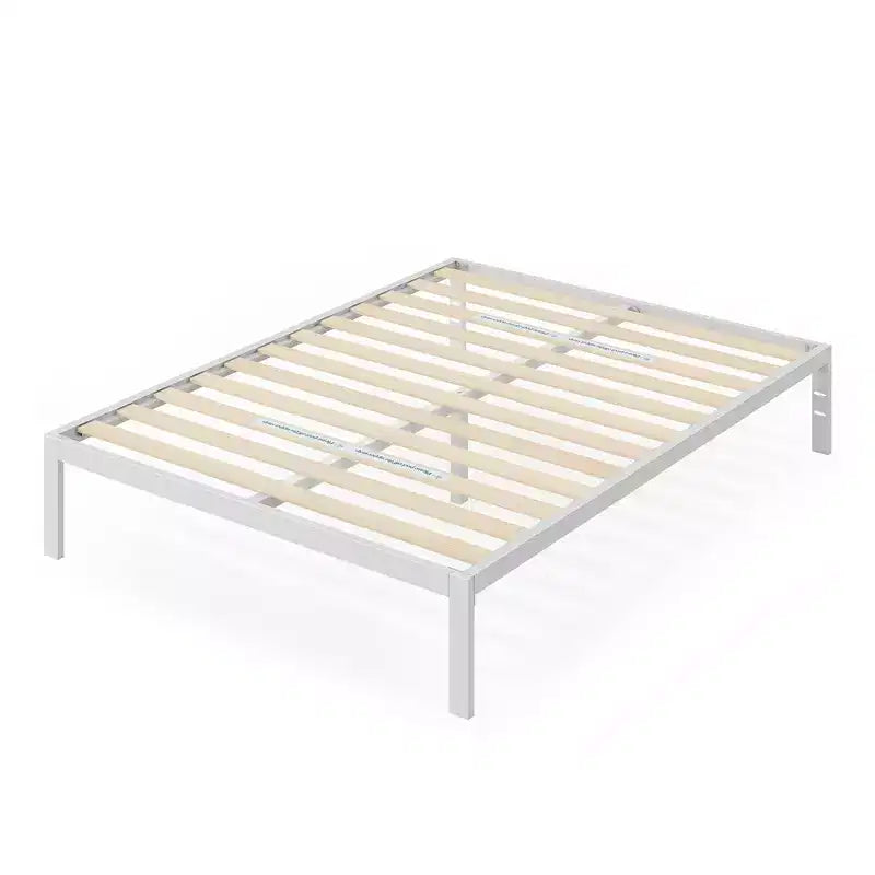 35.6 cm High White Metal Platform Bed Frame, Overall Approx. 96.0 × 189.2 cm