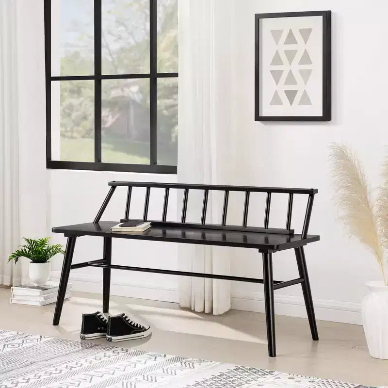 Transitional Low-Back Spindle Entryway Bench