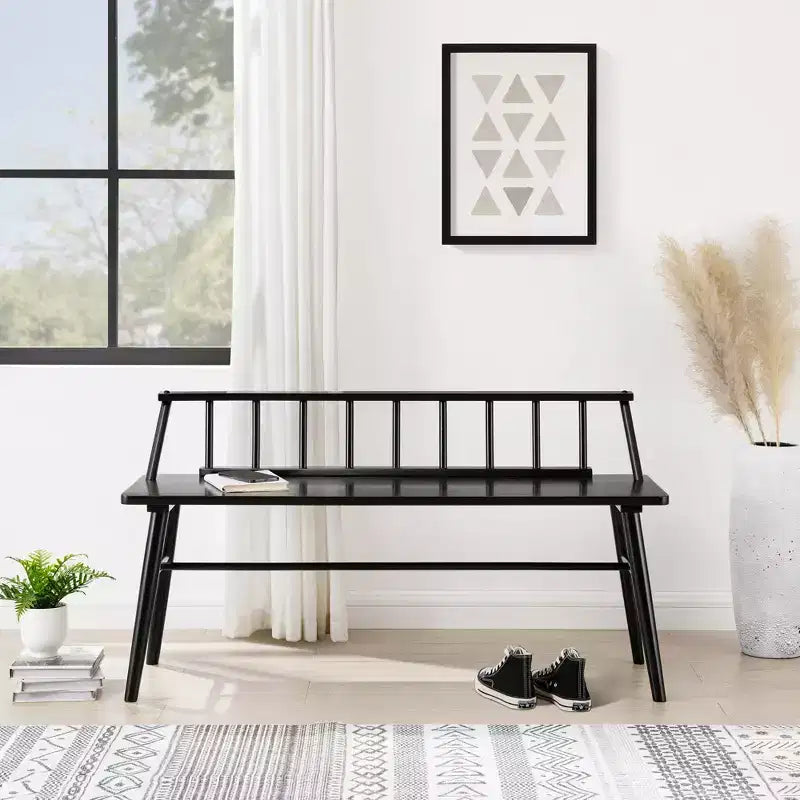 Transitional Low-Back Spindle Entryway Bench