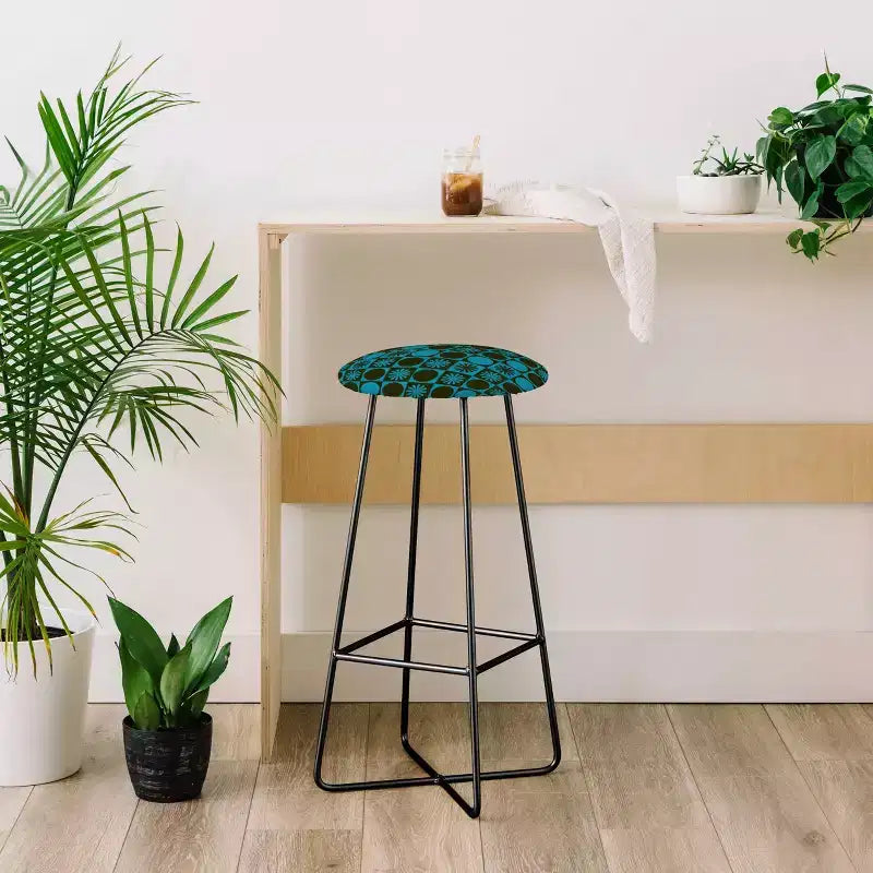 Gnome Apple Retro Checkered Pattern Muted Barstool