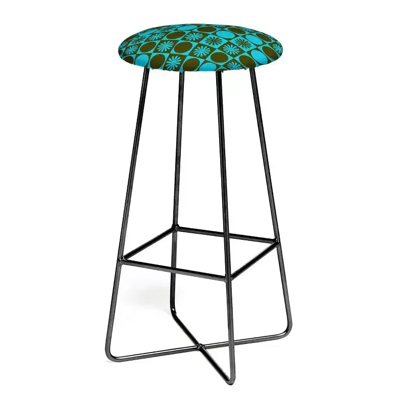 Gnome Apple Retro Checkered Pattern Muted Barstool