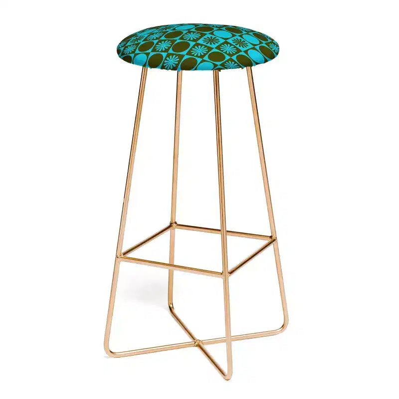 Gnome Apple Retro Checkered Pattern Muted Barstool